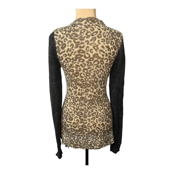 BKE Animal Print Bead Embellished Long Line Wool Blend Cardigan, Size M - Picture 3 of 5